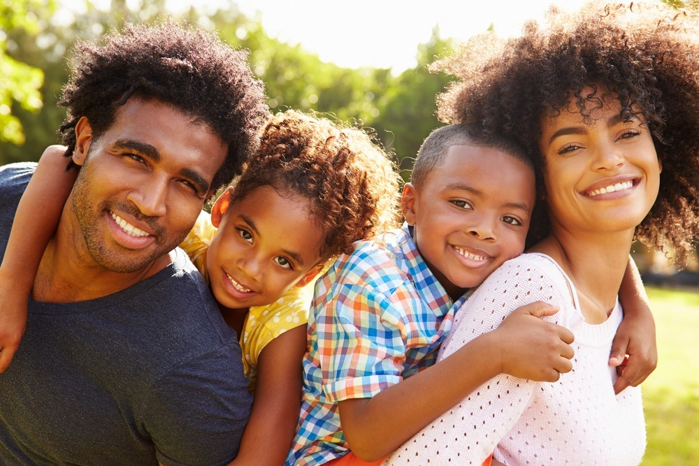 remarried couple with two young children